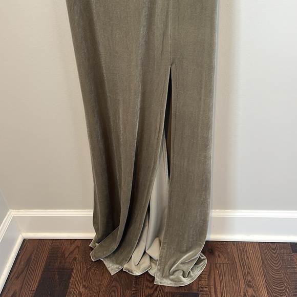 Jenny Yoo Collection for Anthropologie Mara Sage Velour Maxi Dress Women's 12 - Picture 15 of 16